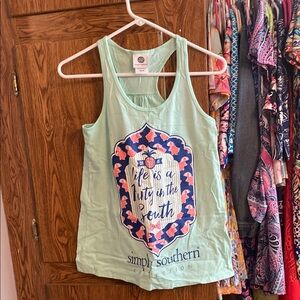 Simply Southern Light Green Graphic Tank